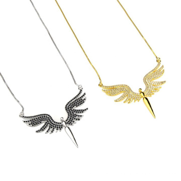 Heißer Verkauf Engel Anhänger Kupfer vergoldete Zirkon Halskette Mode Vakuum vergoldete Platin Halskette für Frauen